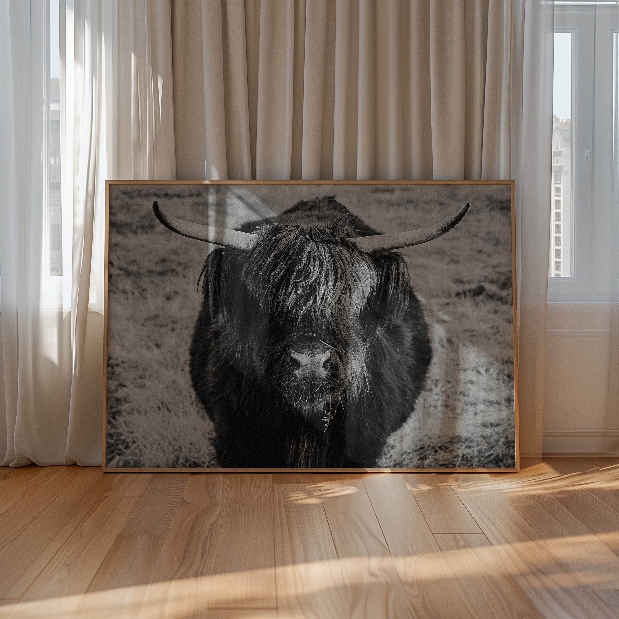 Soulful Gaze: Why This Black & White Ox Portrait Elevates Your Space